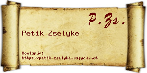 Petik Zselyke névjegykártya